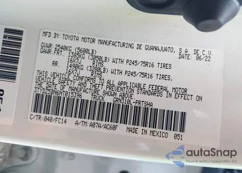 2022 Toyota Tacoma Sr5 V6 from USA, damaged, VIN 3TYDZ5BN6NT015396